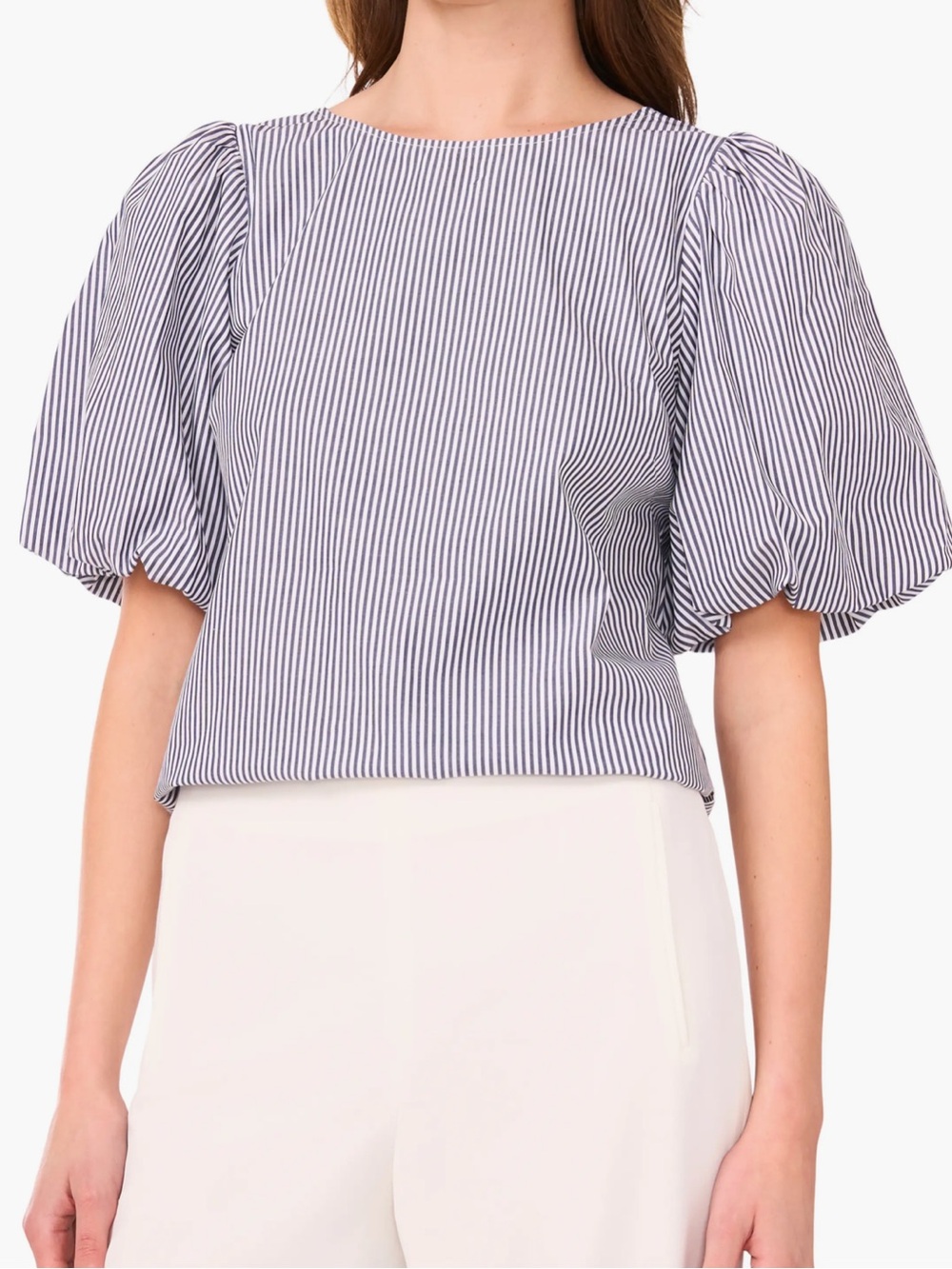 PARKER Classic Cotton Navy Blue Stripes The Juniper Puff Sleeve Top Size S  NEW